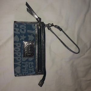 Coach Poppy Denim Wristlet